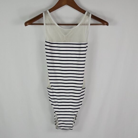 Vince Camuto Striped Mesh One Piece Swimsuit Resort Ready Size 12 - Picture 1 of 8